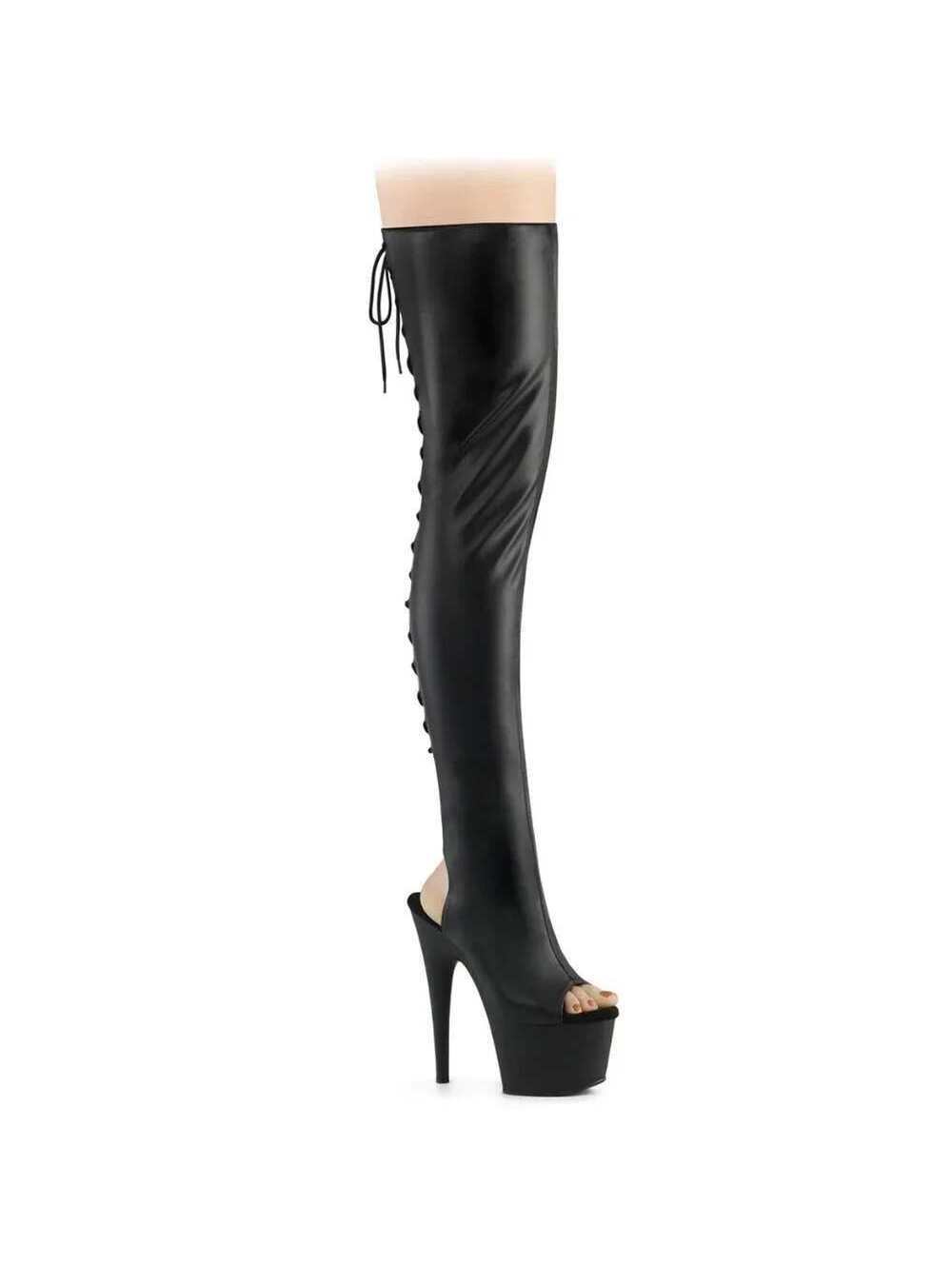 Pleaser Adore-3017 Thigh High Platform Boots Black Sz 8
